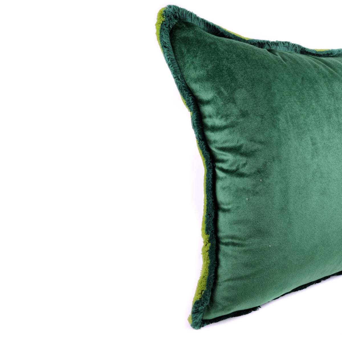 Almofada BELLUS 45x45 Veludo 2 Tons de Verde com Franja