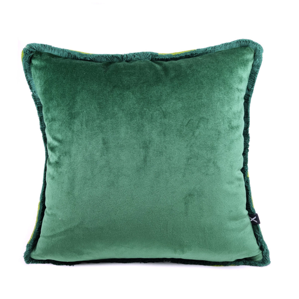 Almofada BELLUS 45x45 Veludo 2 Tons de Verde com Franja