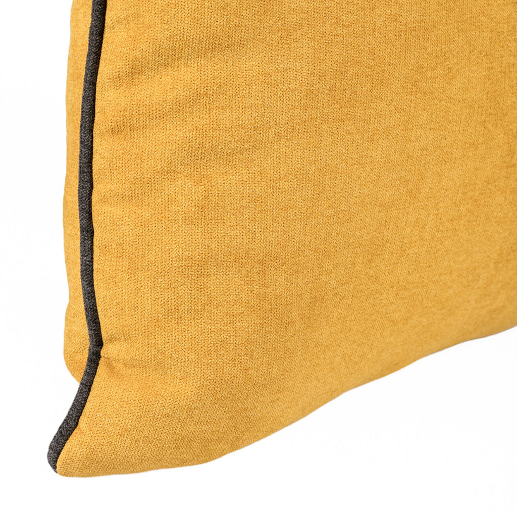 BELLUS Cushion 45x45 Mustard Yellow Velvet with Black Piping