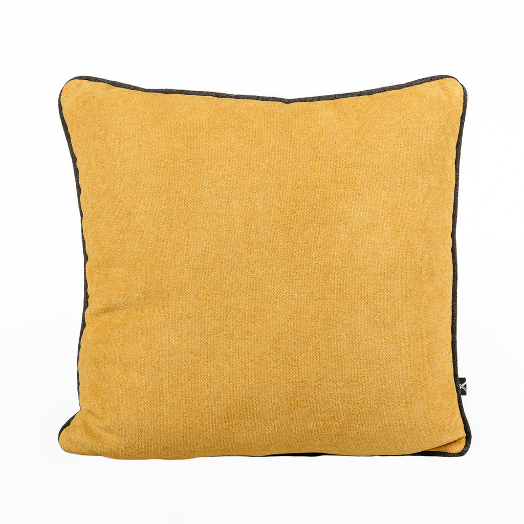 BELLUS Cushion 45x45 Mustard Yellow Velvet with Black Piping