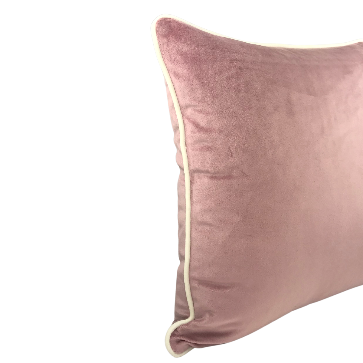 Almofada BELLUS 45x45 Veludo Rosa com vivo Bege Natural
