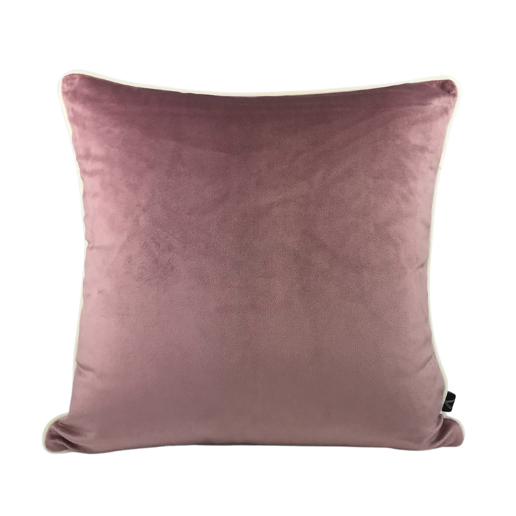 Almofada BELLUS 45x45 Veludo Rosa com vivo Bege Natural