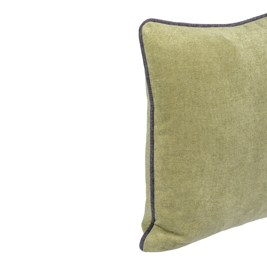 Almofada BELLUS 45x45 Veludo Verde Musgo com Vivo Preto