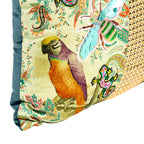 Cushion DINJA 37x45 Birds and Lizard with Gold Appliqués and Green Velvet Back