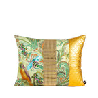 Cushion DINJA 37x45 Birds and Lizard with Gold Appliqués and Green Velvet Back