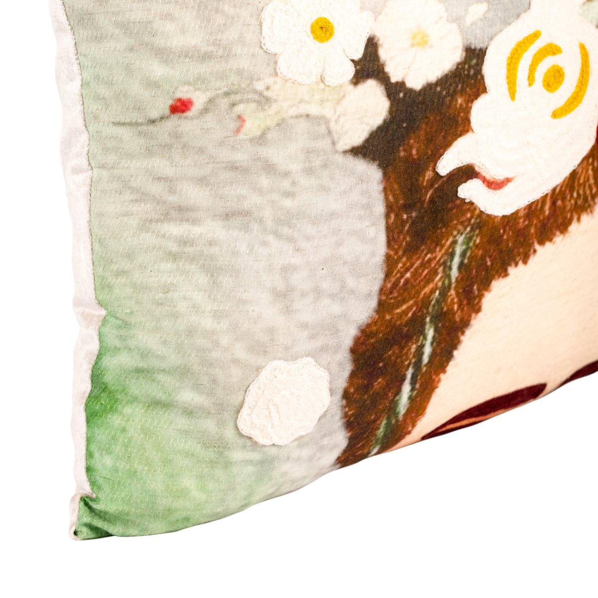 DINJA 37x65 Frida Kahlo Cushion with Embroidered Flowers and Sky