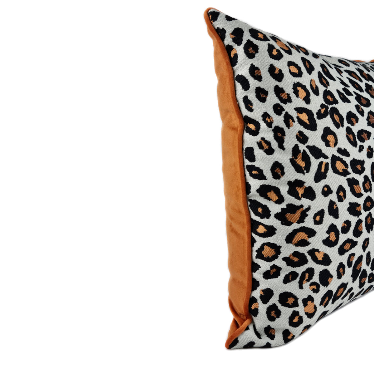 DINJA 45x45 Leopard Print Cushion with Orange Velvet Back