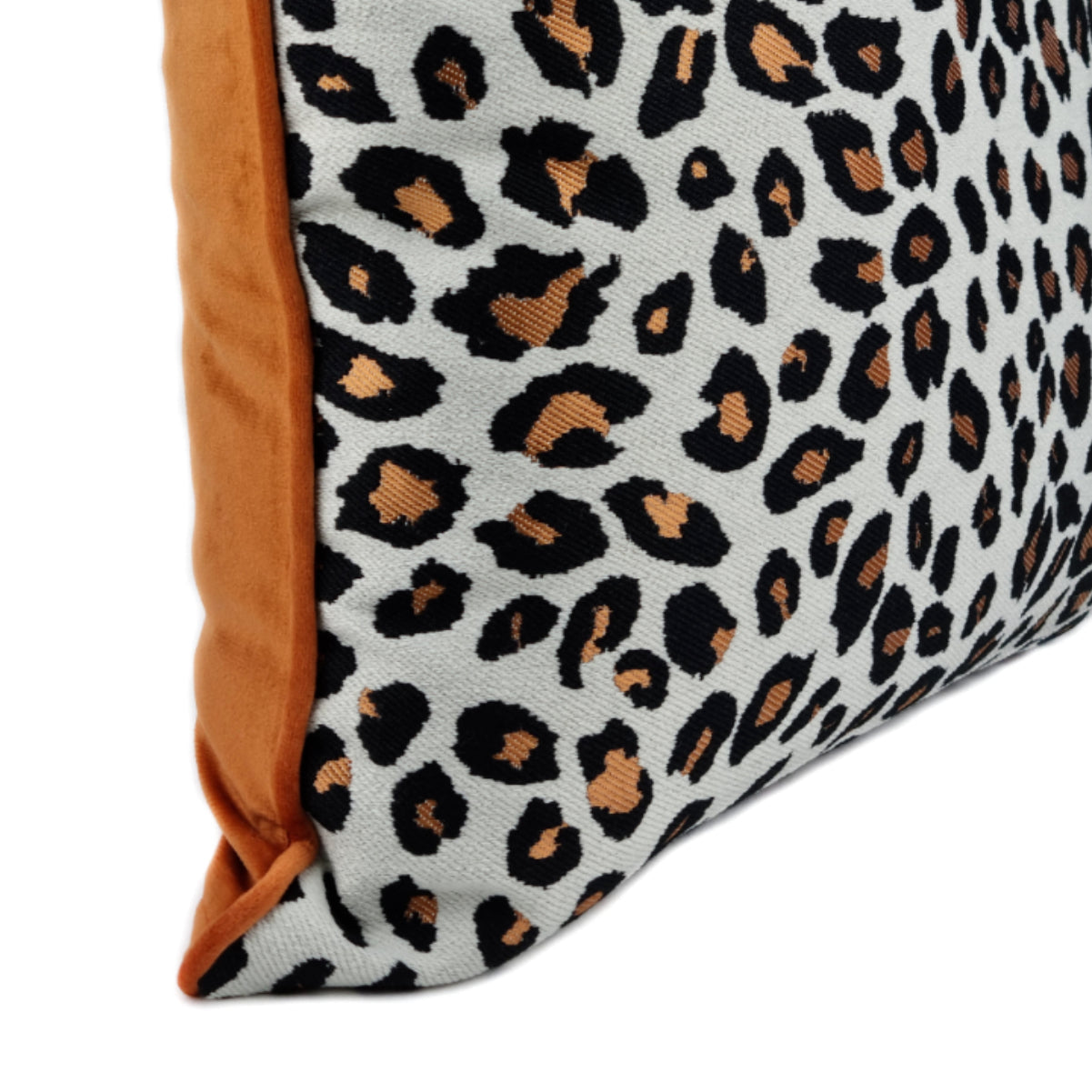 DINJA 45x45 Leopard Print Cushion with Orange Velvet Back