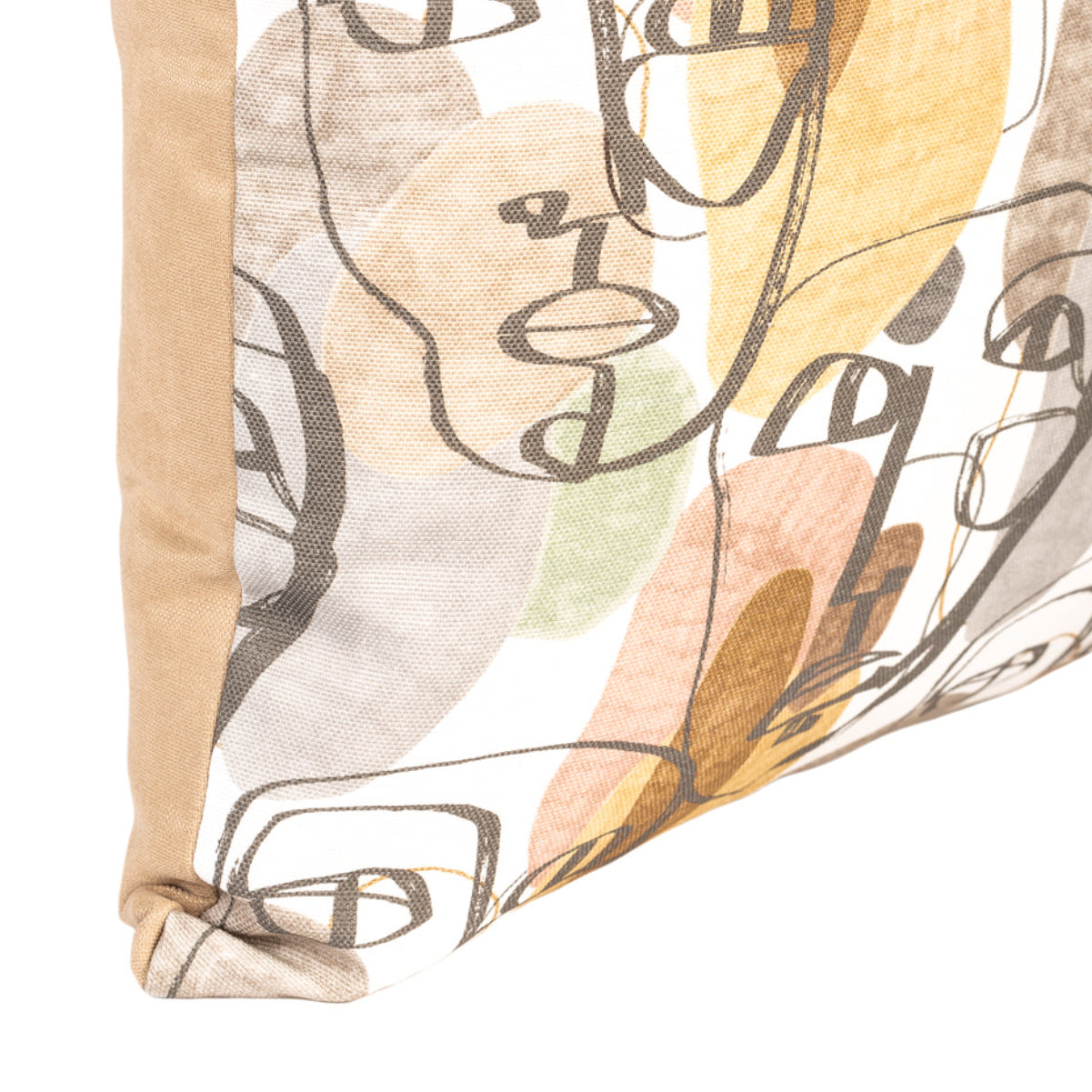 DINJA 50x50 Cushion with Face Design and Beige Velvet Back