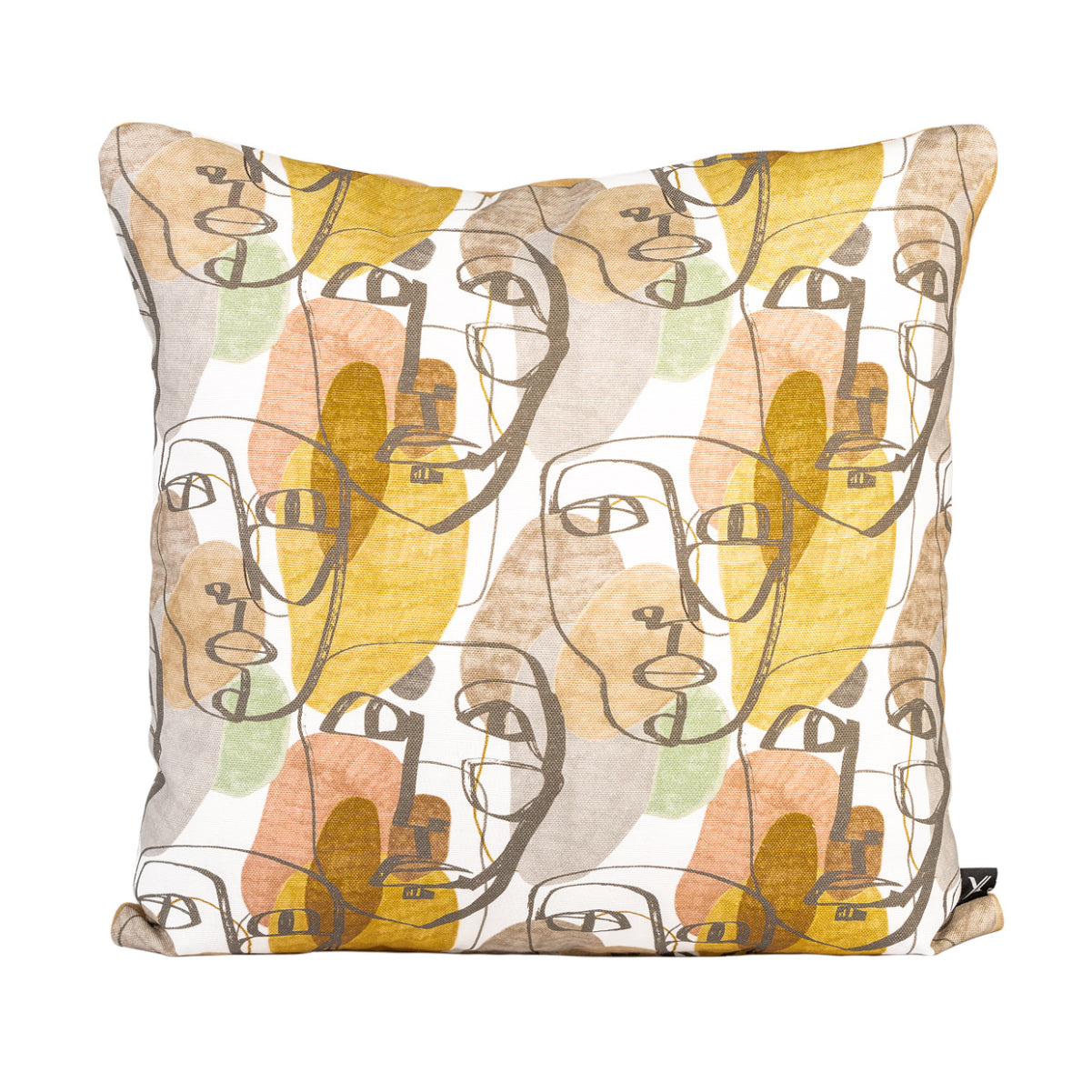DINJA 50x50 Cushion with Face Design and Beige Velvet Back