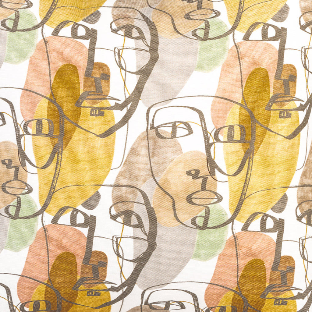 Almofada DINJA 50x50 Desenho Cara com Verso Veludo Bege