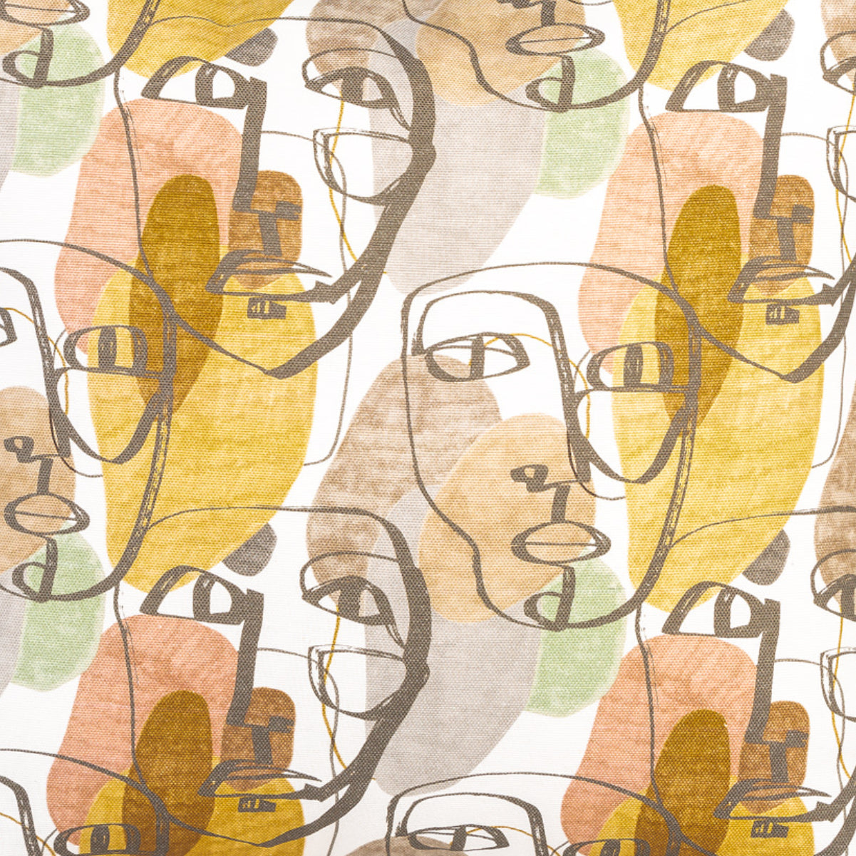 DINJA 50x50 Cushion with Face Design and Beige Velvet Back