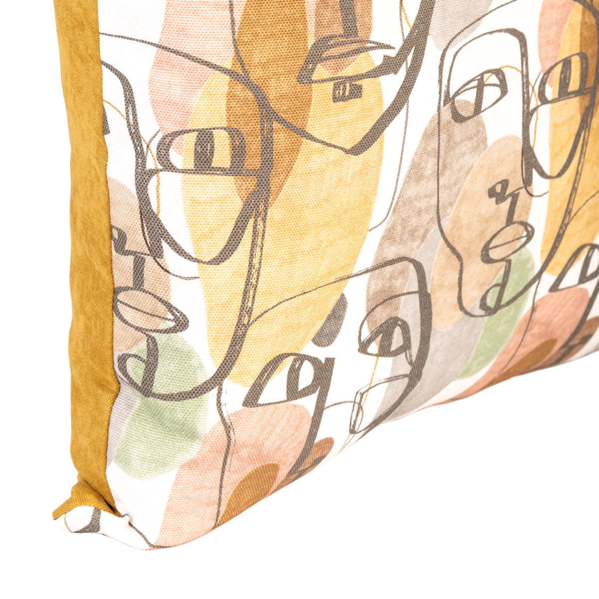 DINJA 50x50 Cushion with Face Design and Mustard Velvet Back