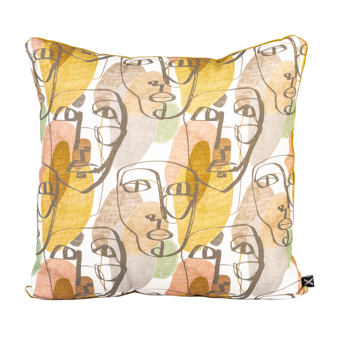 DINJA 50x50 Cushion with Face Design and Mustard Velvet Back