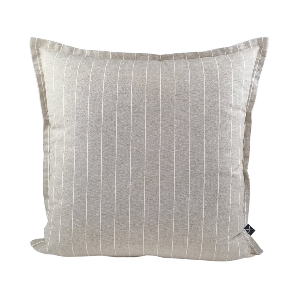 Almofada DINJA 50x50 Linho Bege com risca Cru e rebordo