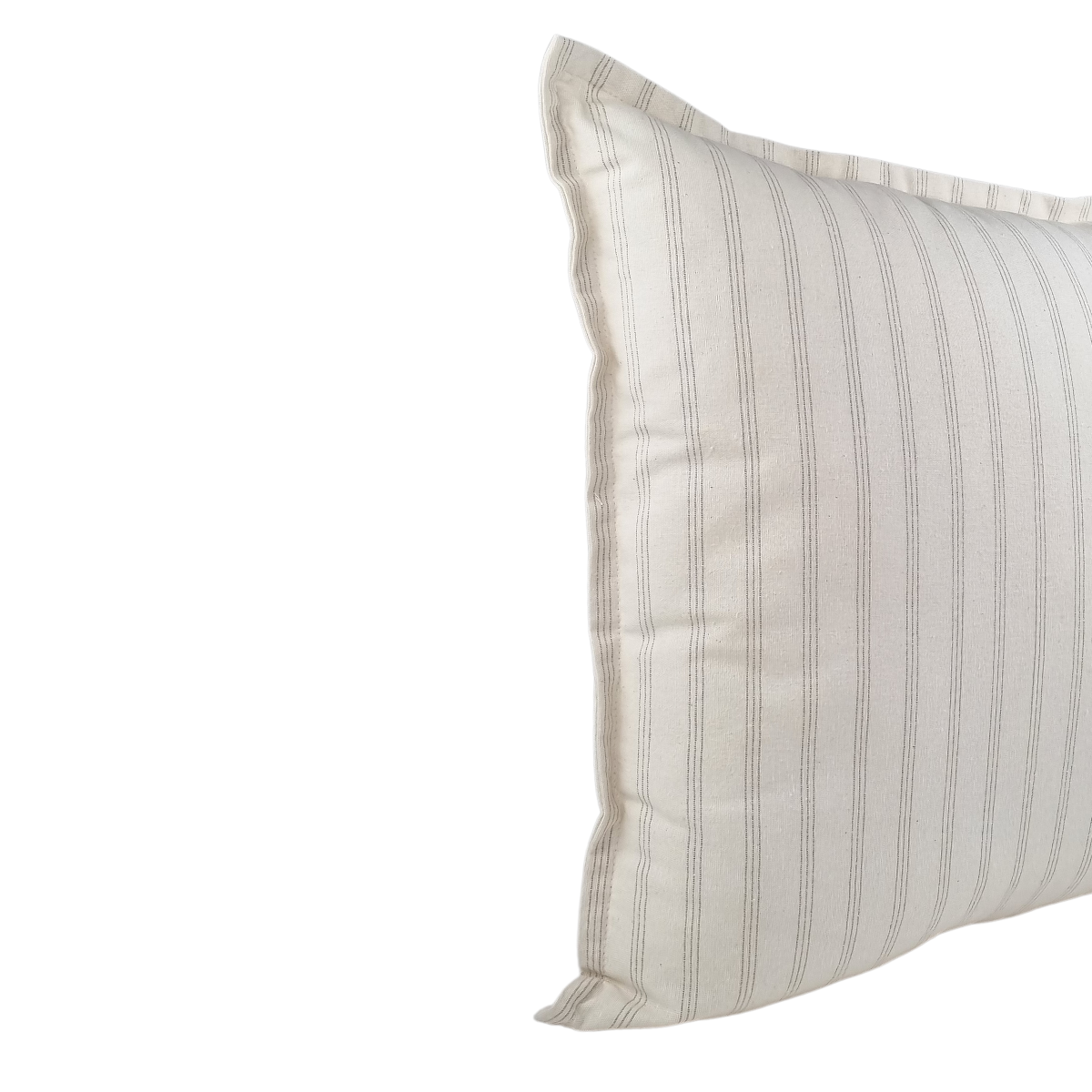 Almofada DINJA 50x50 Linho Cru com risca fina tripla Castanha e rebordo