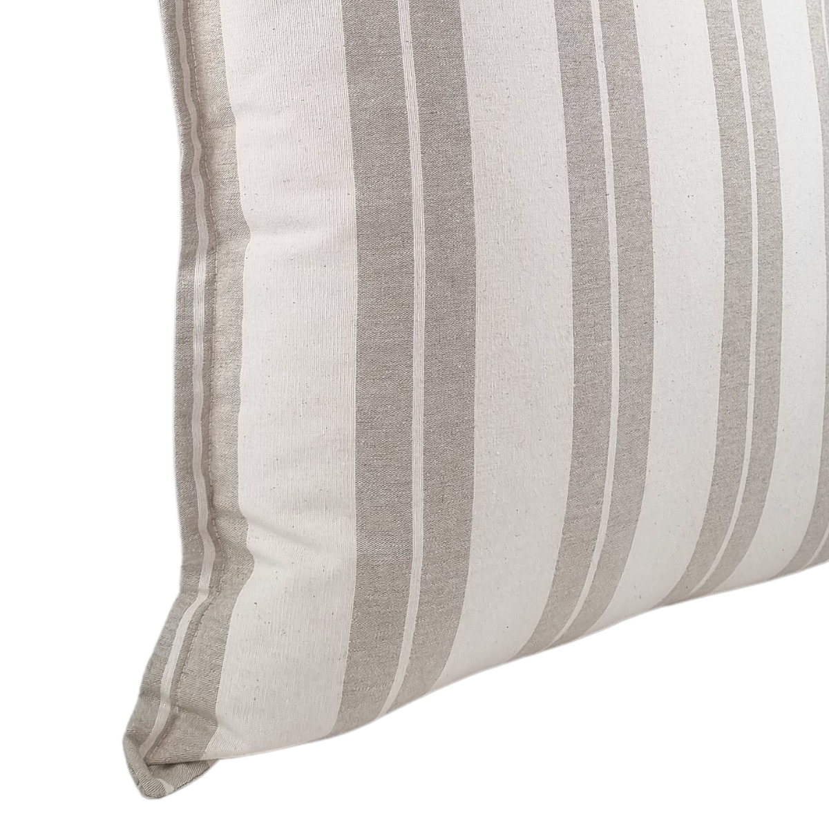 Almofada DINJA 50x50 Linho Cru com risca larga dupla Castanha e rebordo