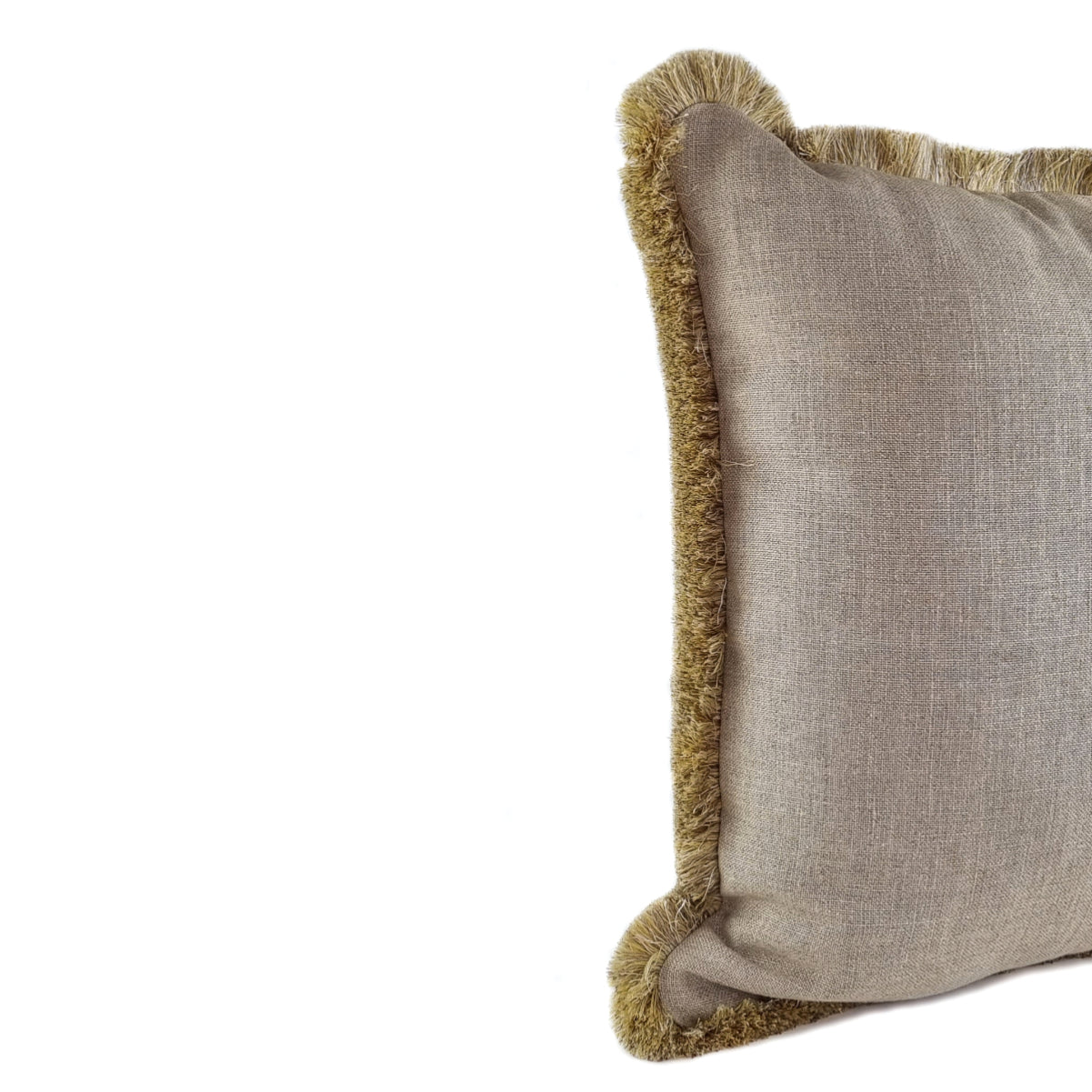 DINJA 50x50 Linen Cushion with Golden Fringe
