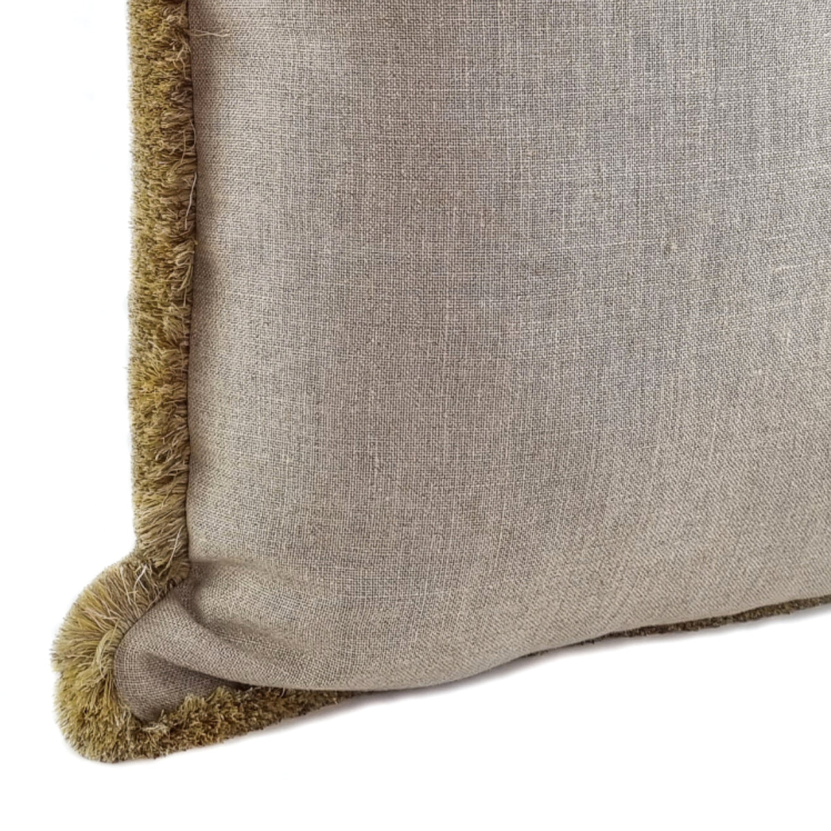 DINJA 50x50 Linen Cushion with Golden Fringe