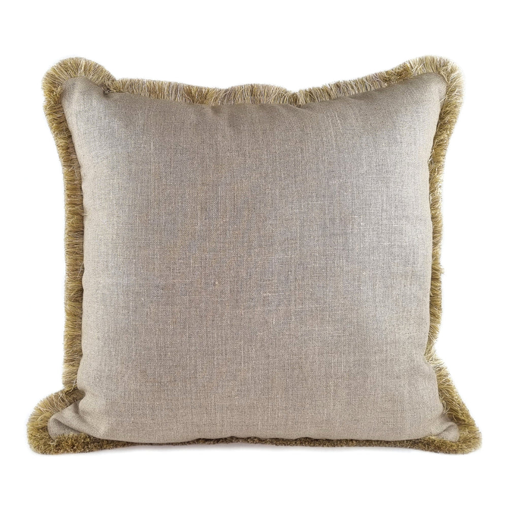 DINJA 50x50 Linen Cushion with Golden Fringe