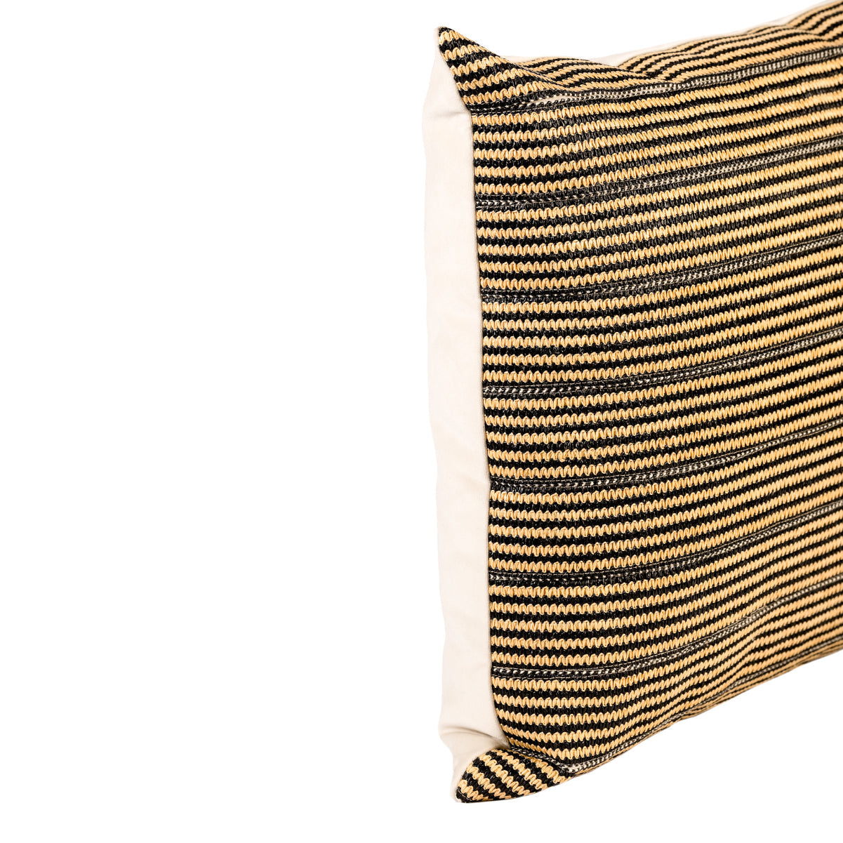 DINJA Cushion 55x55 Black and Beige Raffia