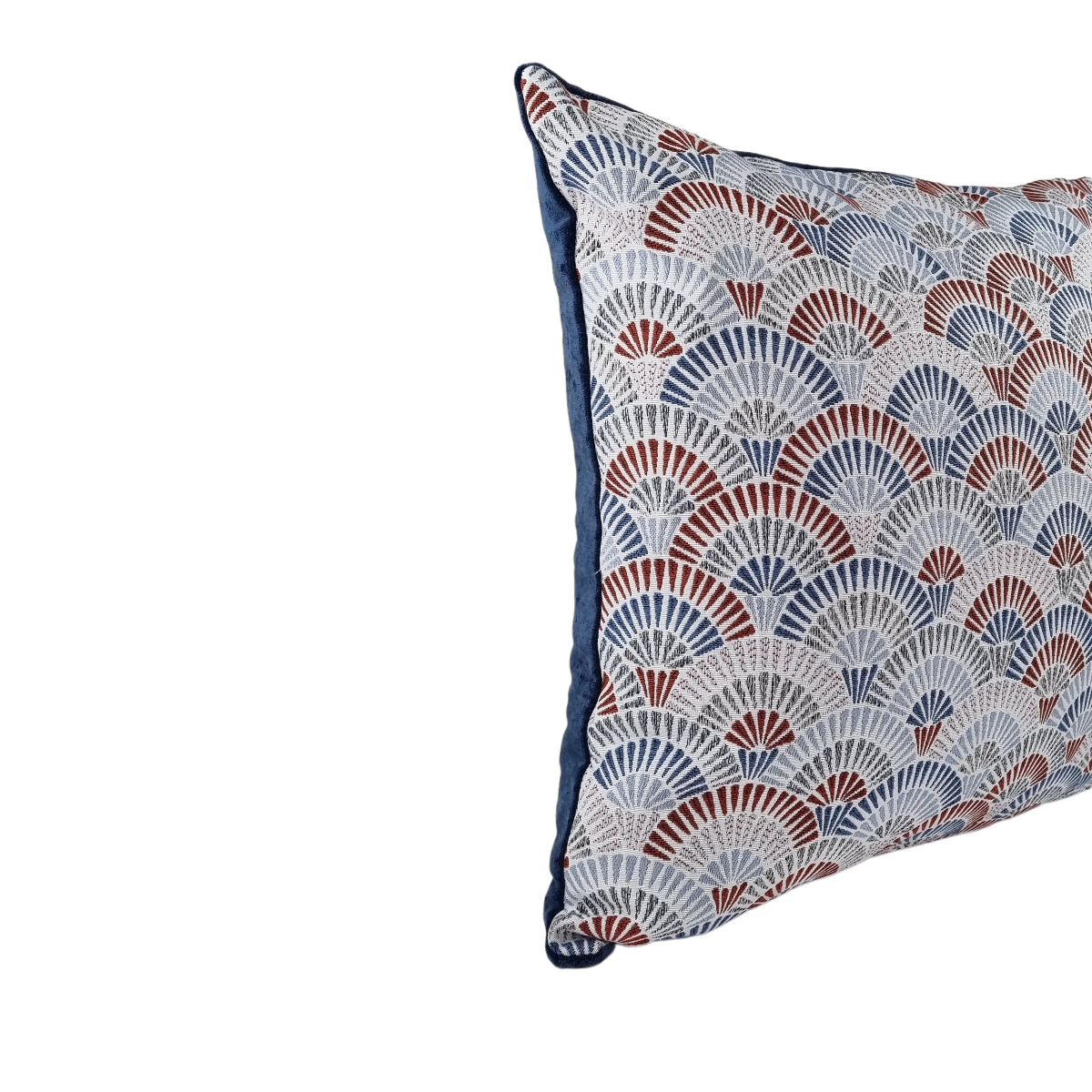 MUDELL 45x45 Cushion Santiago Geometric Pattern with Blue Velvet Back