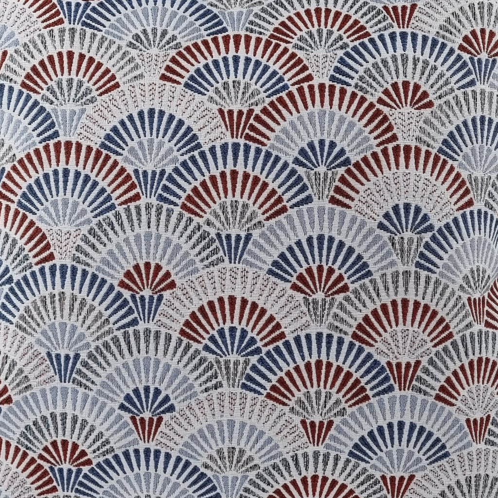 MUDELL 45x45 Cushion Santiago Geometric Pattern with Blue Velvet Back