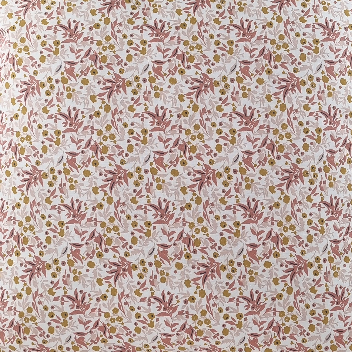 Almofada FJURI 45x45 Algodao Branco e Rosa com folhas