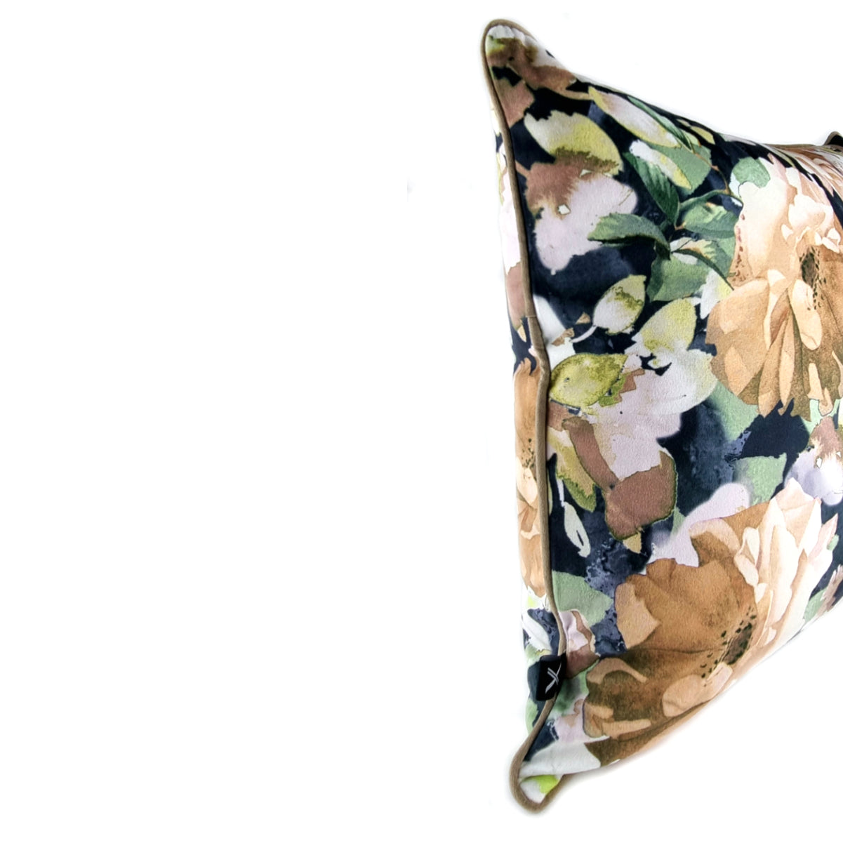 Almofada FJURI 45x45 Floral Castanho Branco Preto com Vivo