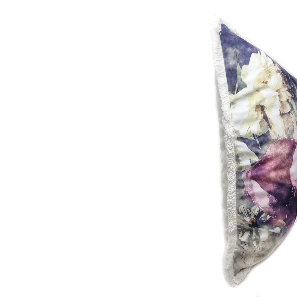 Almofada FJURI 45x45 Floral Roxo com Franja Branca