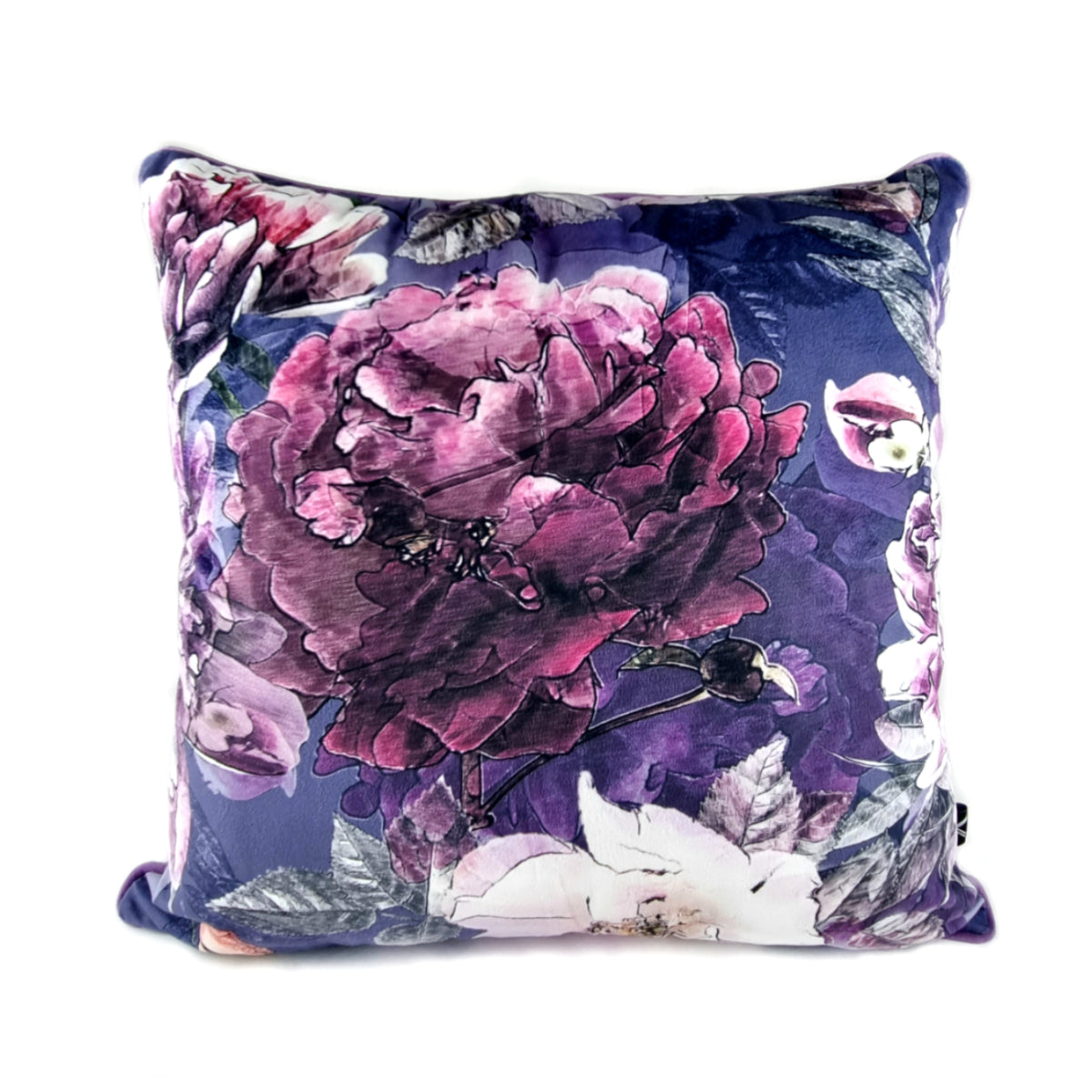 Almofada FJURI 45x45 Floral Roxo e Azul com Vivo