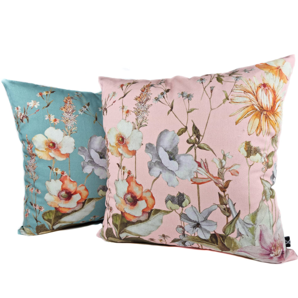 FJURI 45x45 Floral Cushion with Peach Pink Background