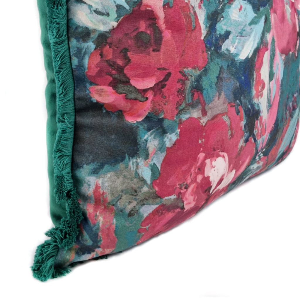 Almofada FJURI 45x45 Flores Rosas com Franja