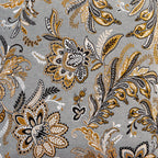 Cushion FJURI 45x45 with Flower Pattern and Mustard Velvet Back