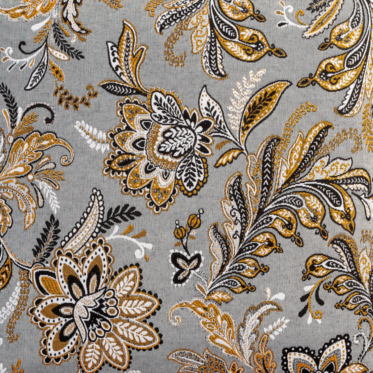 Cushion FJURI 45x45 with Flower Pattern and Mustard Velvet Back