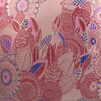 Cushion FJURI 45x45 Pink with Gold and Blue Leaves and Gold Fringe
