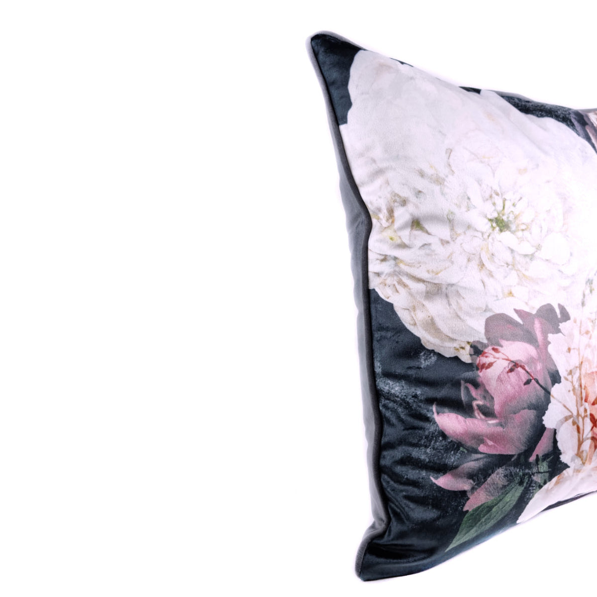 Cushion FJURI 45x45 Black Velvet with Flowers