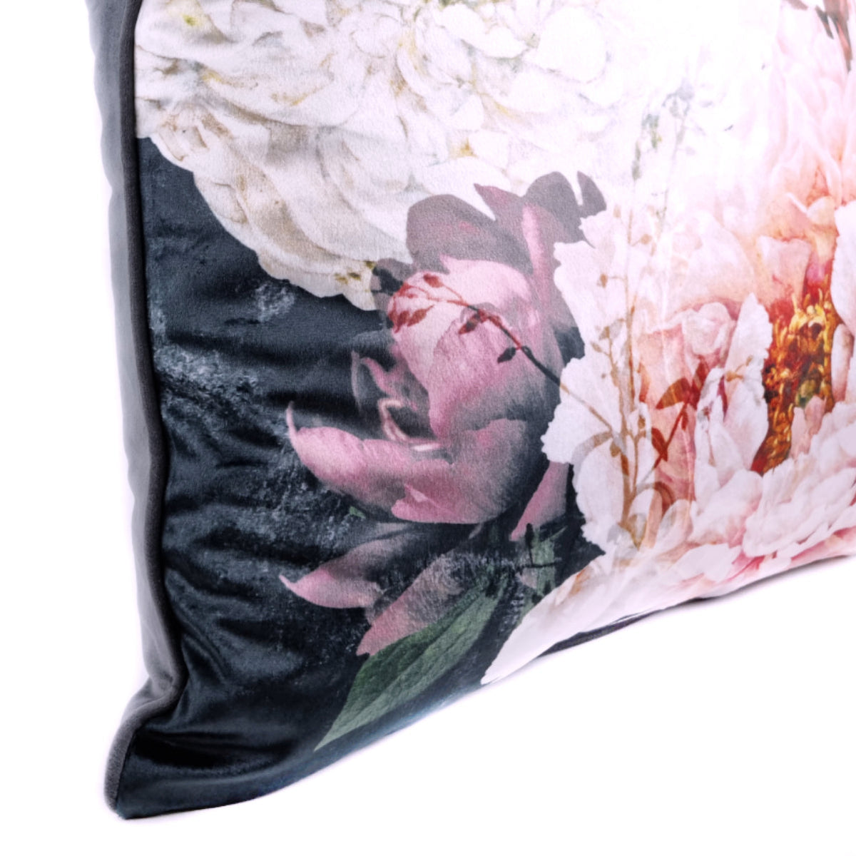 Cushion FJURI 45x45 Black Velvet with Flowers