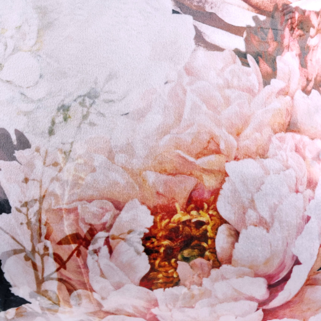 FJURI Cushion 45x45 Black Velvet with Flowers