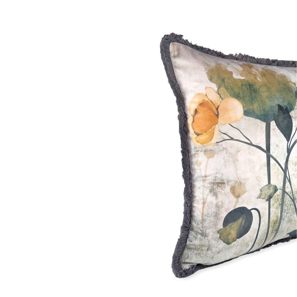 Cushion FJURI 60x60 Cotton with Fleur-de-lis in Mustard Yellow