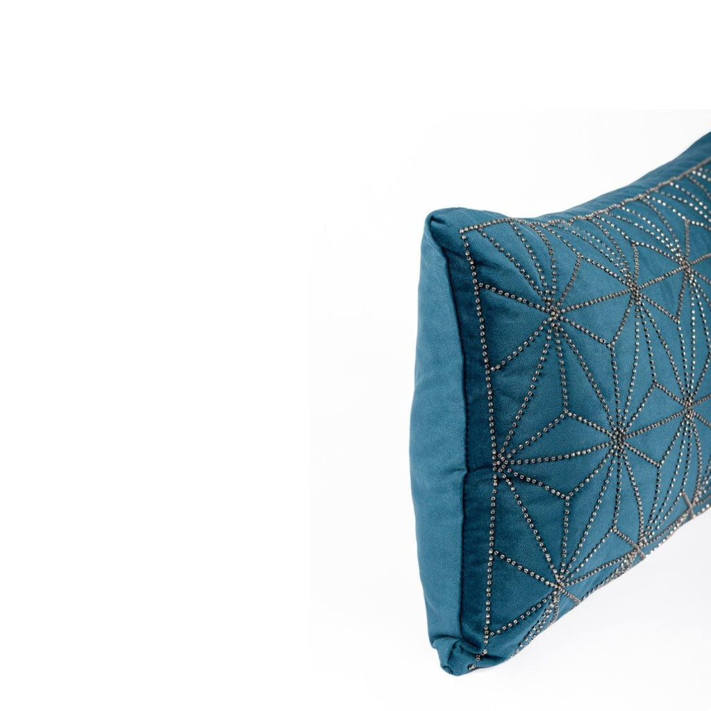 Almofada JIDDI 30x50 Veludo Azul com Missangas - KUXIN // Home Fashion