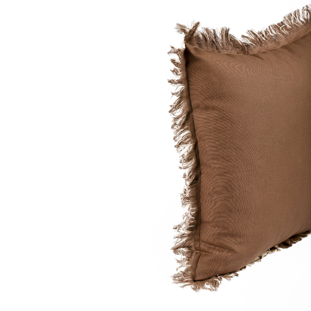 Almofada KULURI 45x45 Algodão 2 Tons Bege e Castanho com Franja