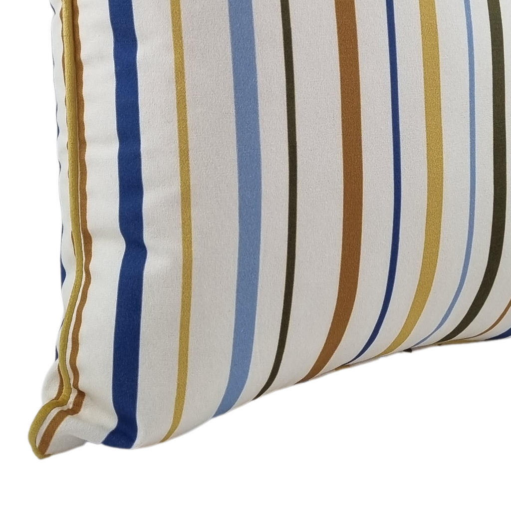 KULURI Cushion 45x45 Yellow, Blue and Brown Stripes with Yellow Edge