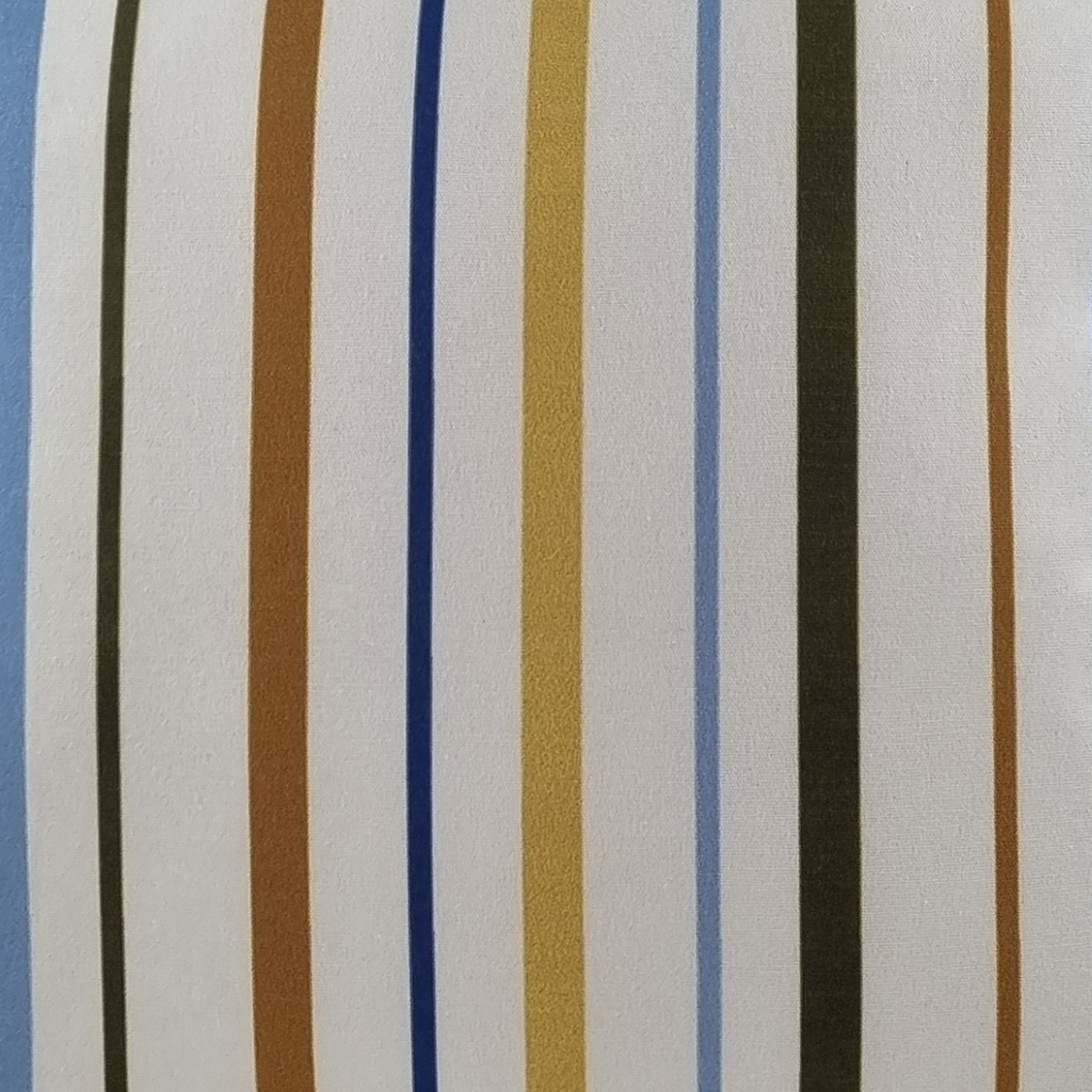 KULURI Cushion 45x45 Yellow, Blue and Brown Stripes with Yellow Edge