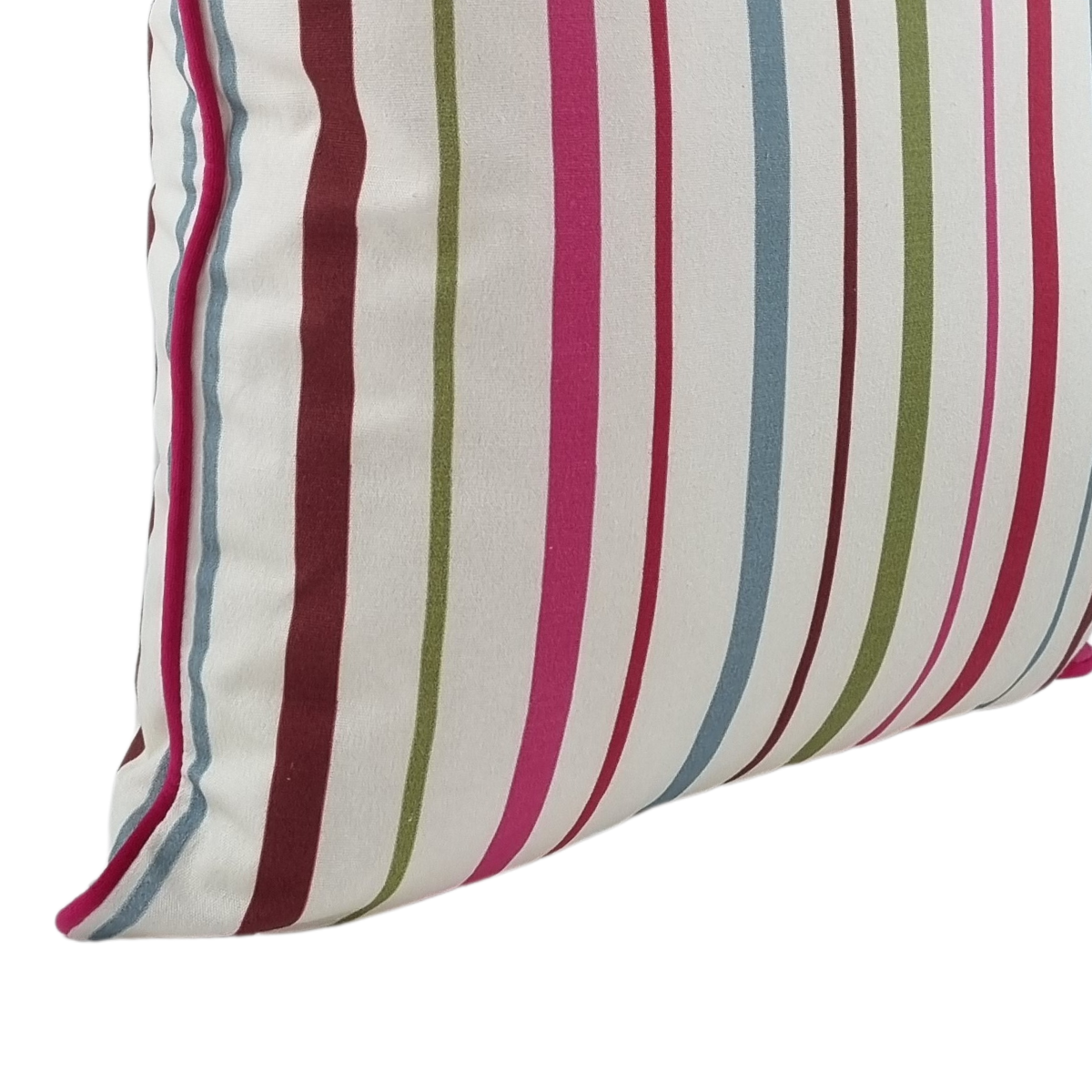 KULURI Cushion 45x45 Pink Green and Blue Stripes with Pink Trim