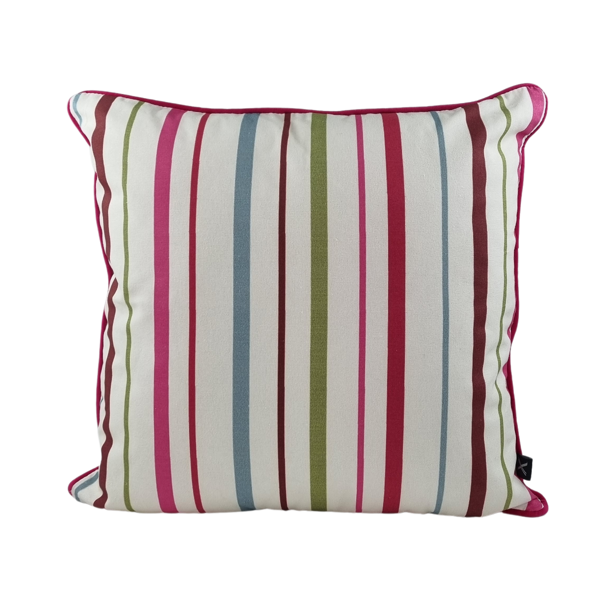 KULURI Cushion 45x45 Pink Green and Blue Stripes with Pink Trim