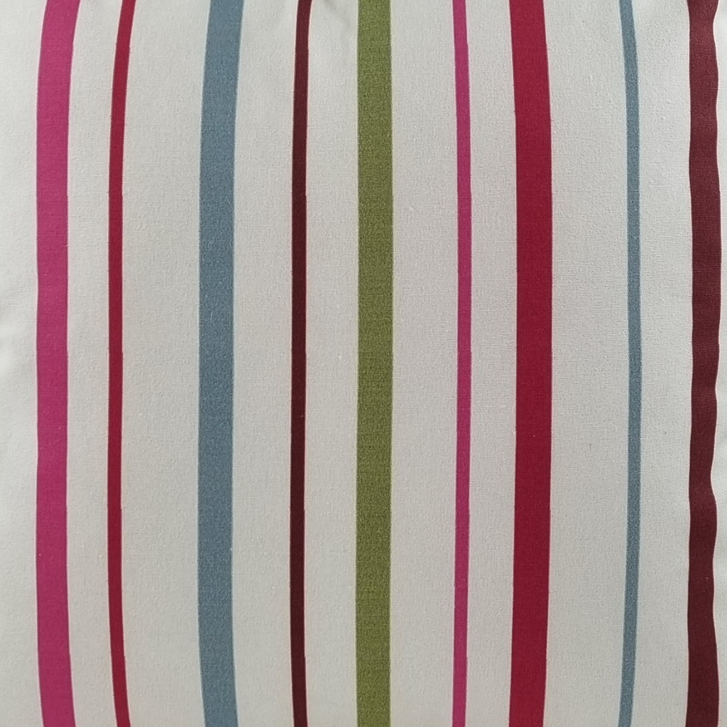 KULURI Cushion 45x45 Pink Green and Blue Stripes with Pink Trim