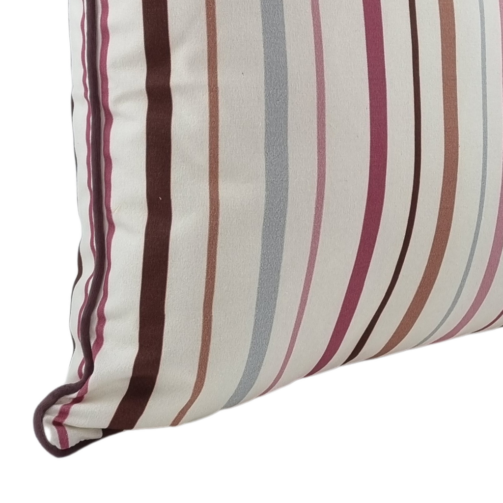 KULURI Cushion 45x45 Purple, Brown and Blue Stripes with Purple Edge