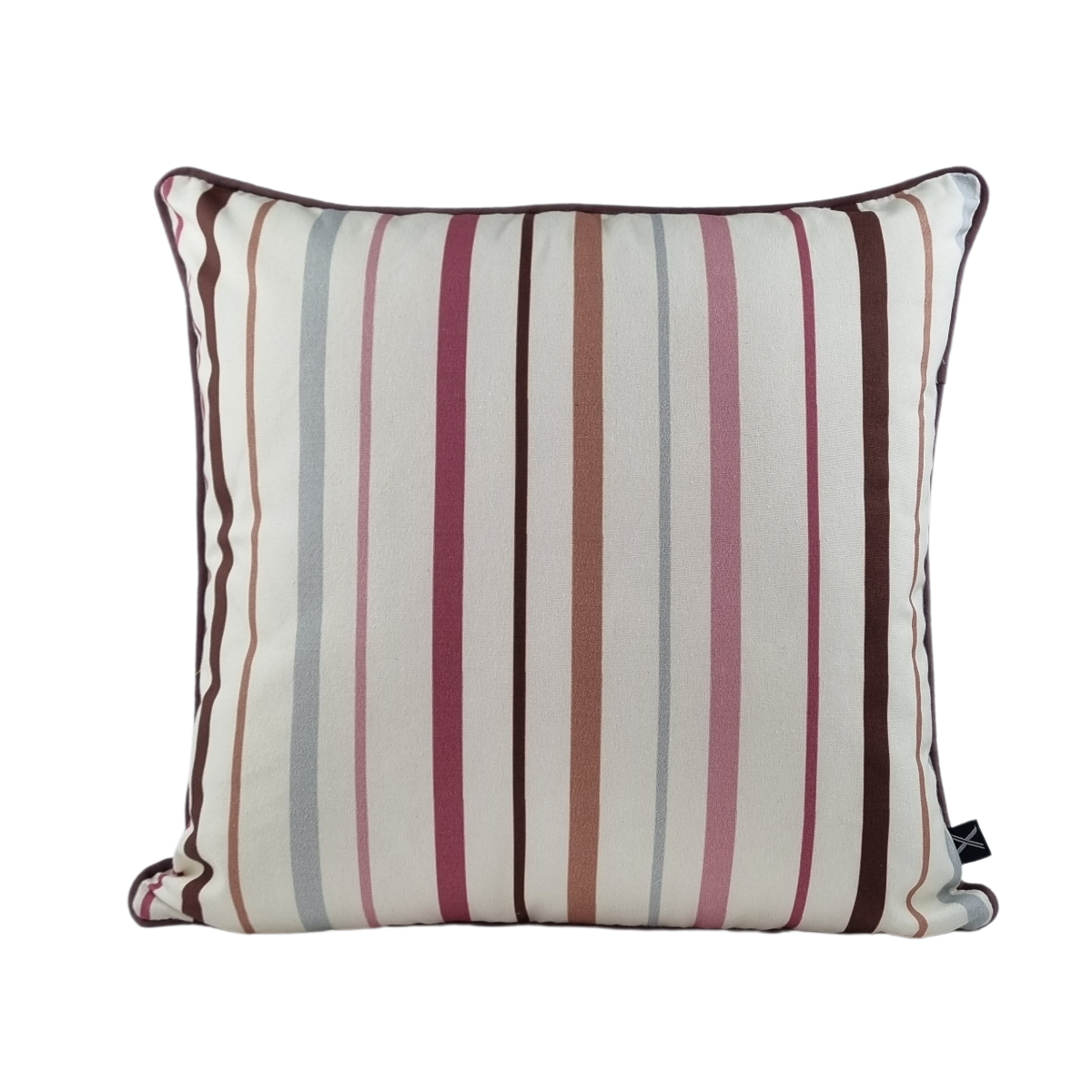 KULURI Cushion 45x45 Purple, Brown and Blue Stripes with Purple Edge