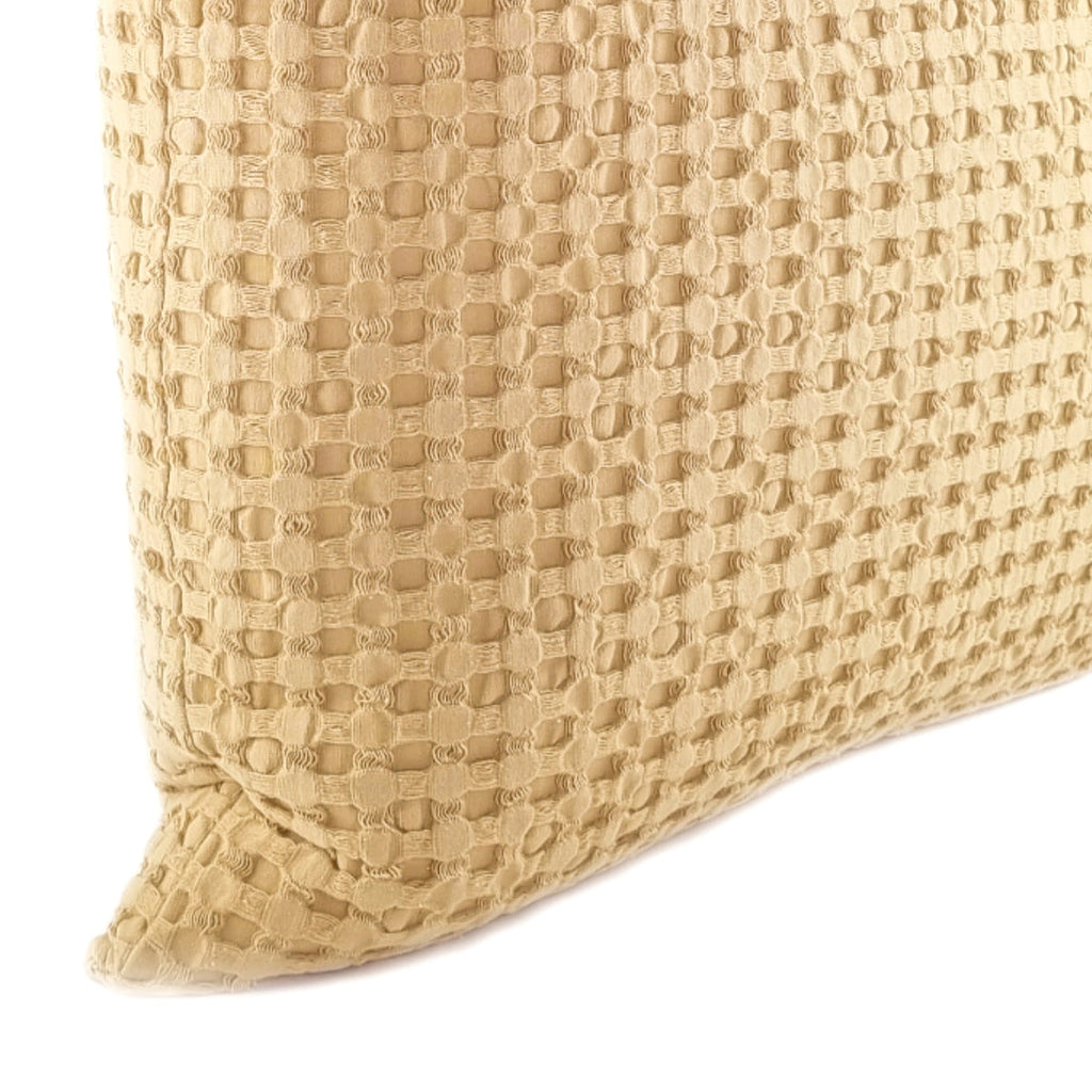 Almofada KULURI 50x50 Algodão Amarelo Mostarda com favos